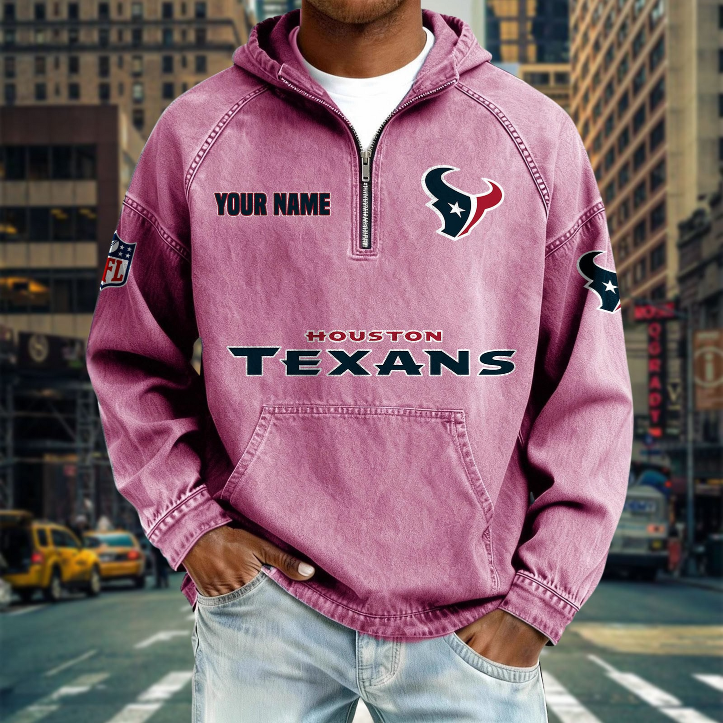 HT x NFL Denim Long - Sleeved Hooded Sweatshirt DDT NTL