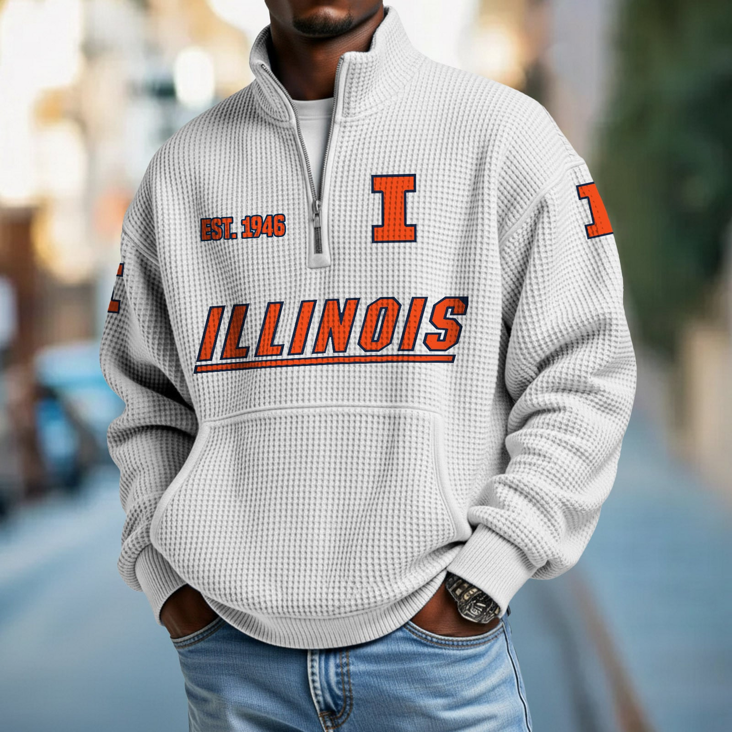 ILL x College Football - Waffle Stand Collar Half Zip Sweatshirt DatND DVT