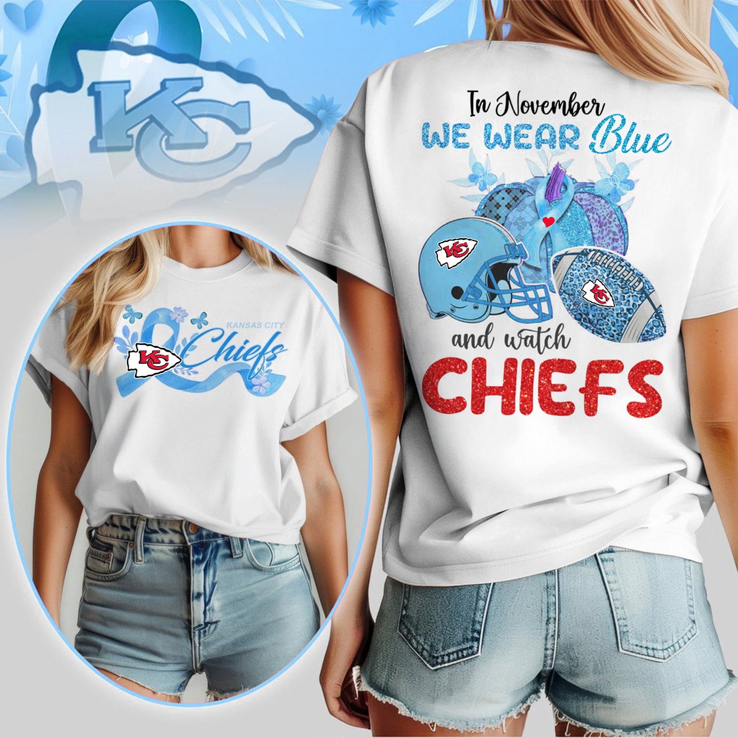 IN NOVEMBER WE WEAR BLUE AND WATCH KC SHIRT NDT NHM