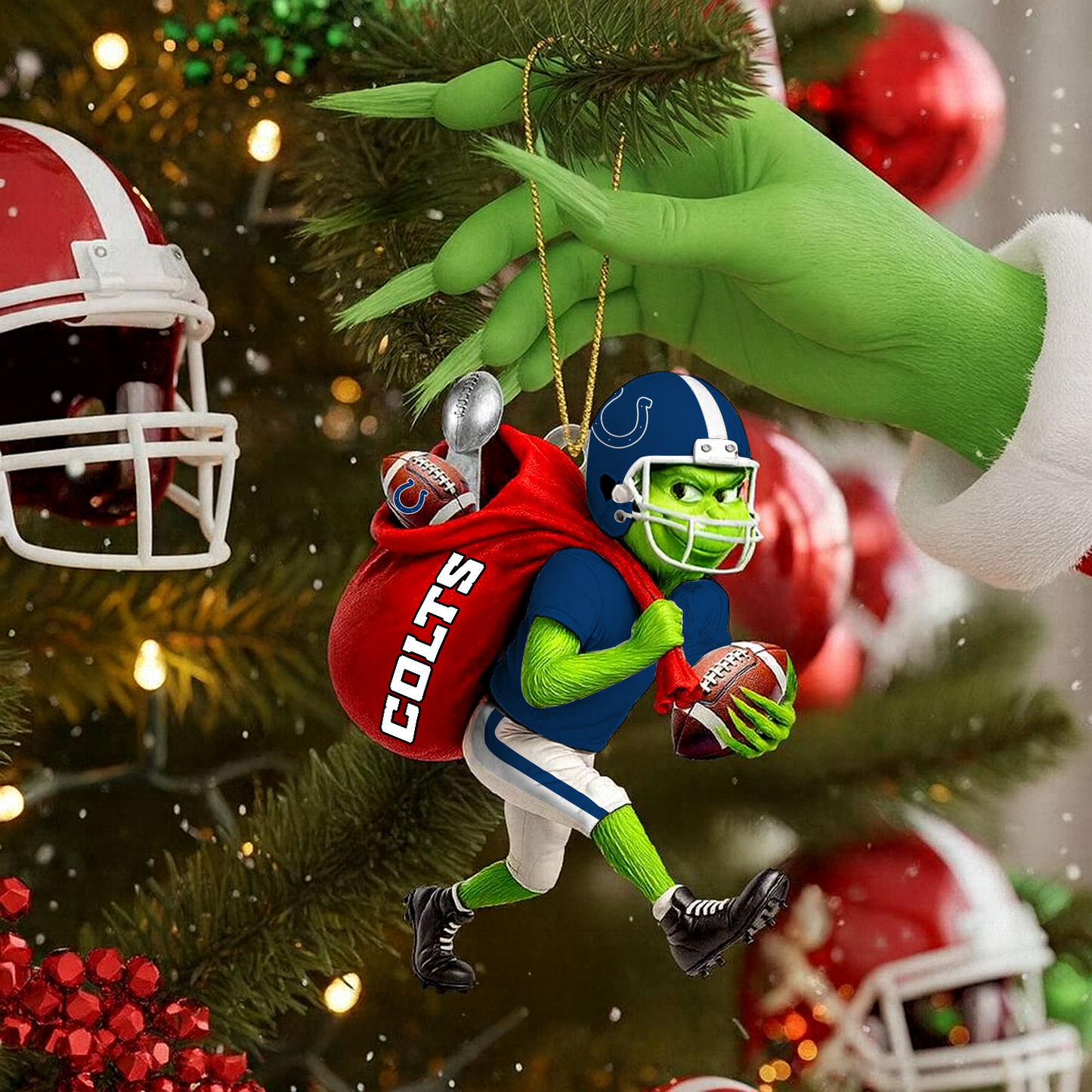 IND x NFL Personalized Grinch Football Christmas DATND TANTD