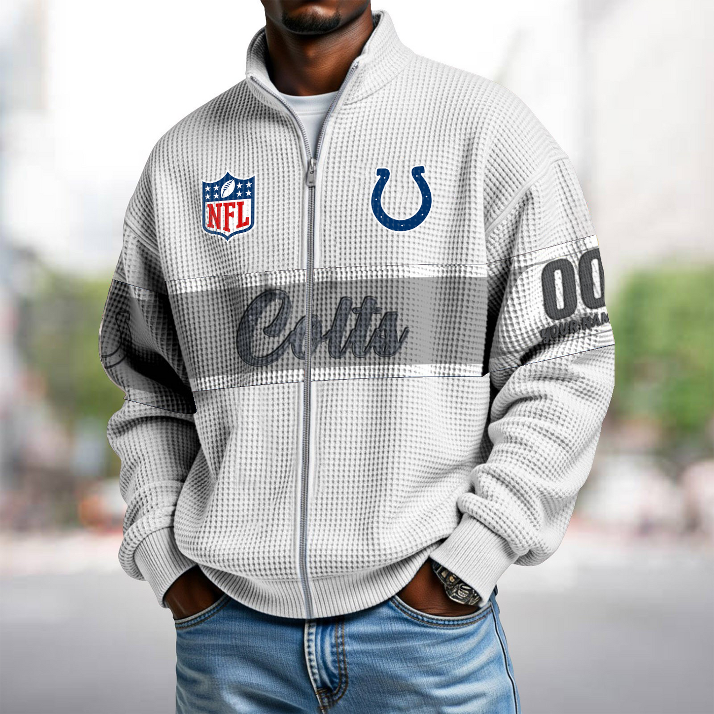 IND x NFL Waffle Zip-Up Sweatshirt DATND TANTD