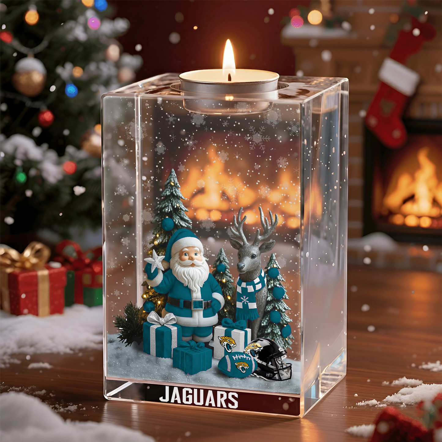 JAC x NFL Personalized Christmas Crystal Candle Holder 2211 DatND DVT