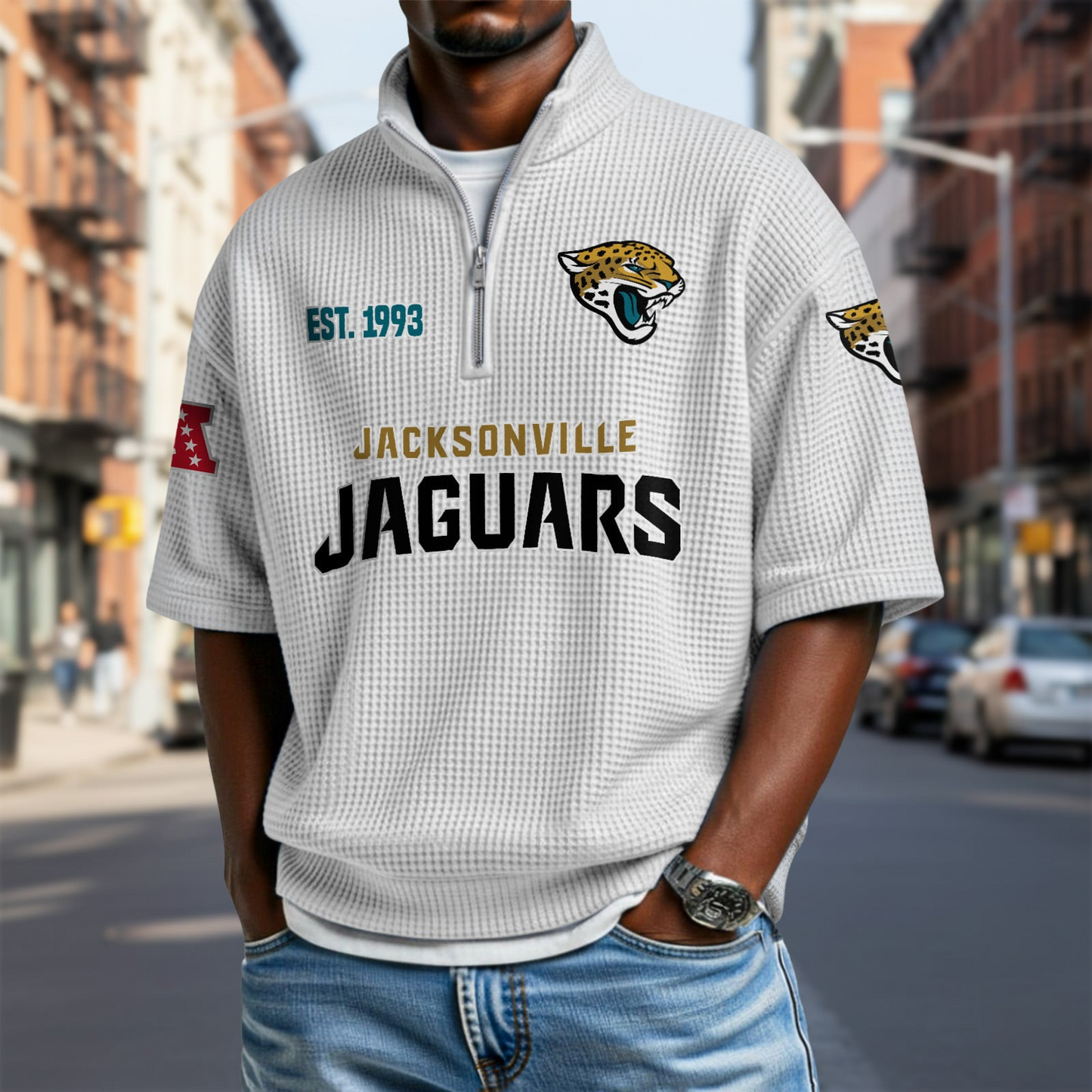 JAC x NFL Waffle Short Sleeve Polo Shirt DatND DVT