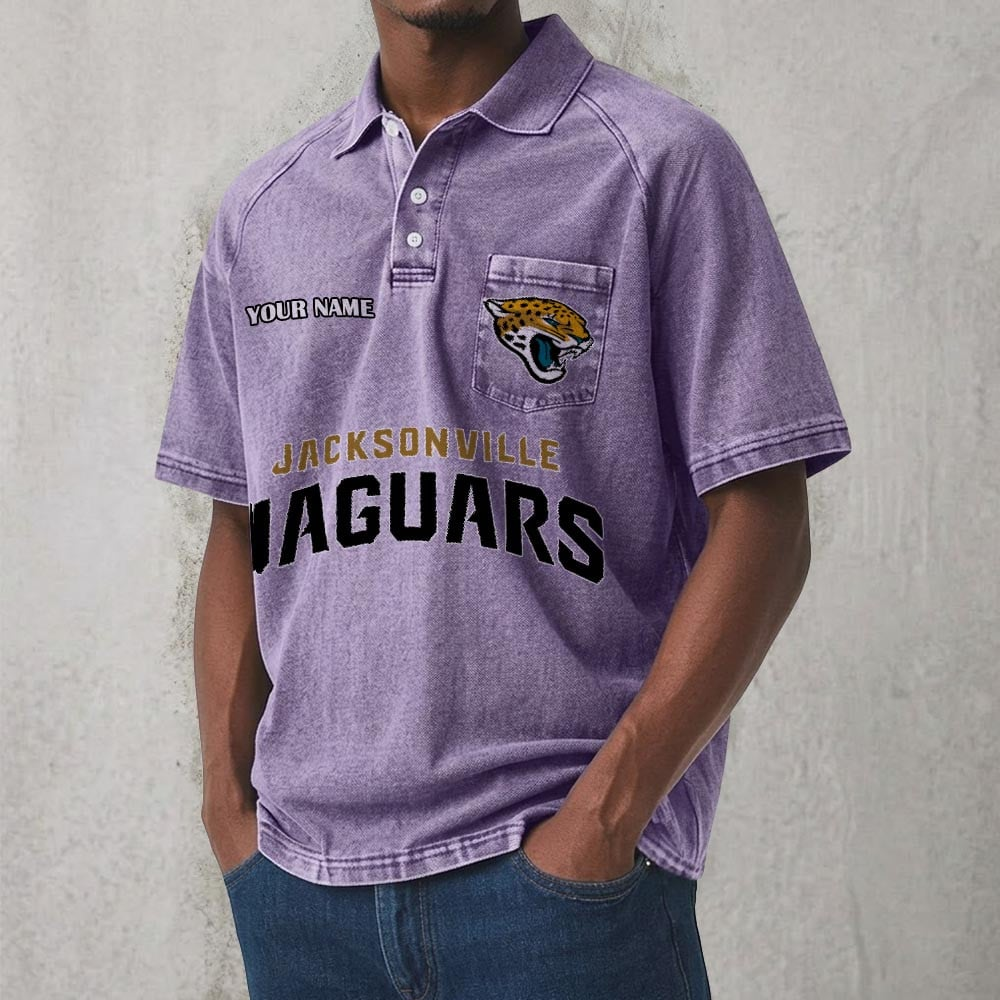 JAX x NFL Men's Distressed Turn-Down Collar Polo DATND TANTD 250526