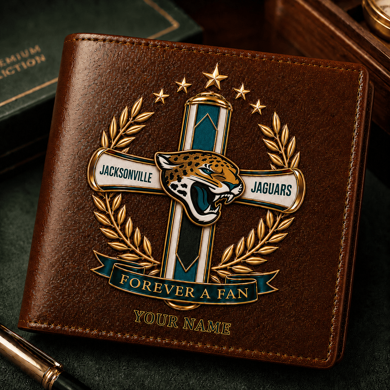 JJ x NFL Cross Men Leather Wallet Custom Any Name Gifts 220626