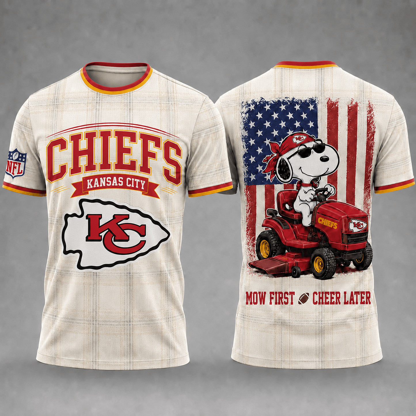 KC x NFL Premium Funny Football Snoopy 3D T-Shirt 0207