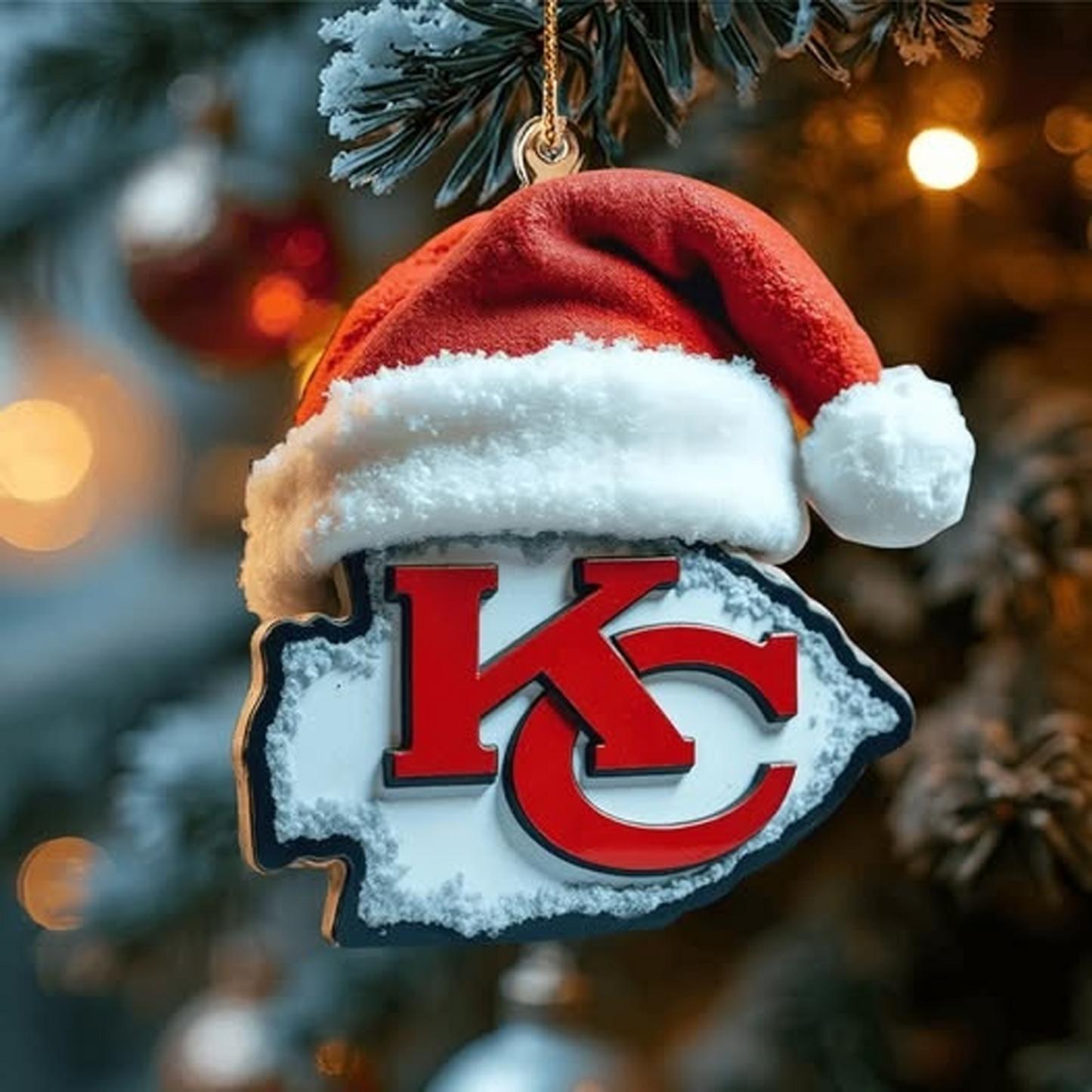 KC x NFL Santa Hat Christmas Ornament 0811 DatND DVT