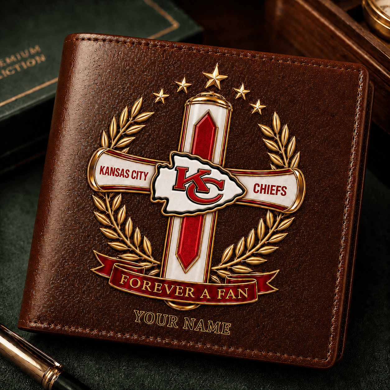 KCC x NFL Cross Men Leather Wallet Custom Any Name Gifts 220626