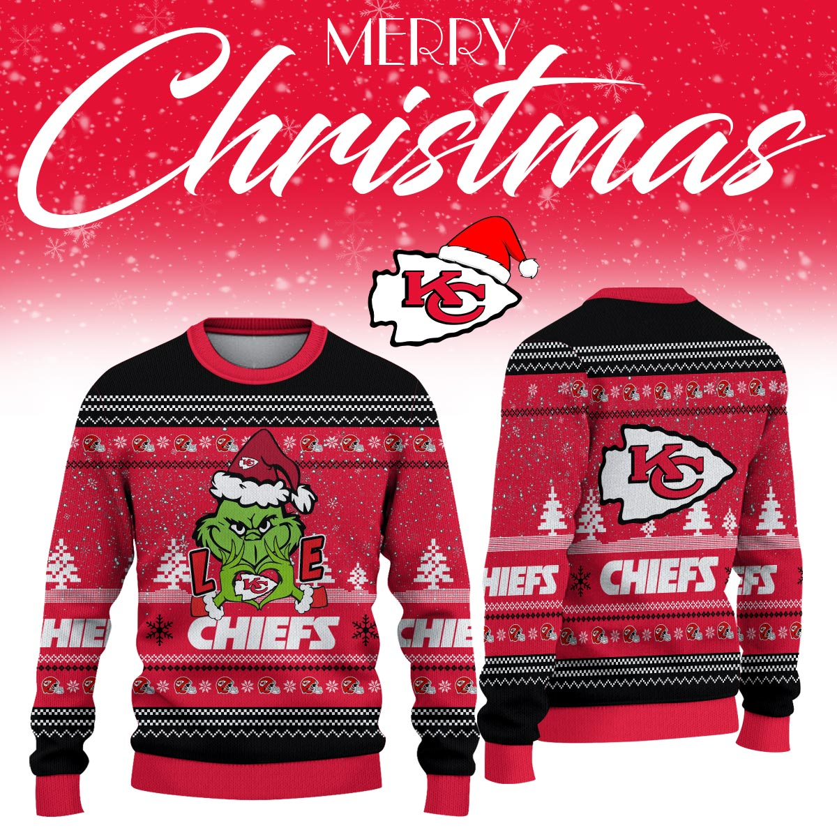 KCC x NFL Love Football Ugly Christmas Sweater DDT NTL