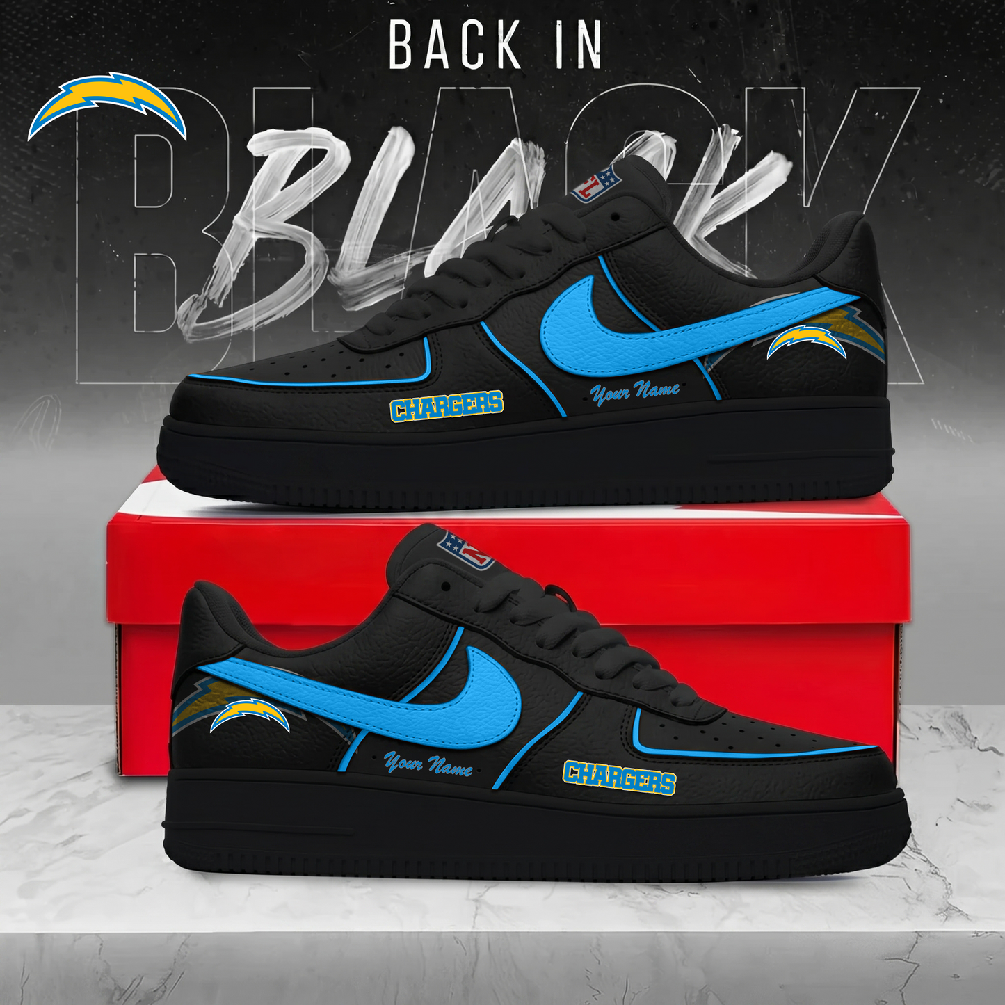 LAC x NFL Back In Black AF1 Sneakers 250626