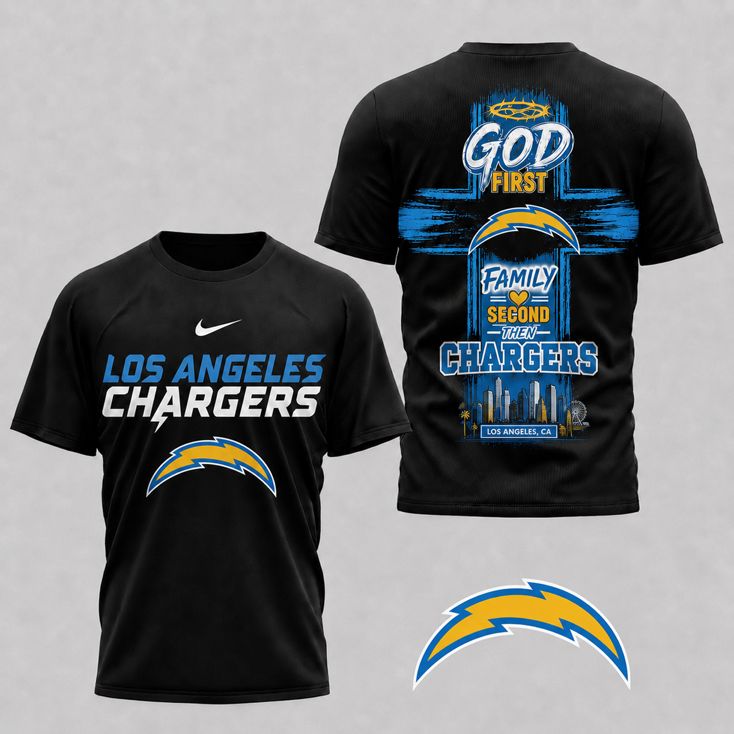 LAC x NFL Faith Family Team Pride 3D T-Shirt