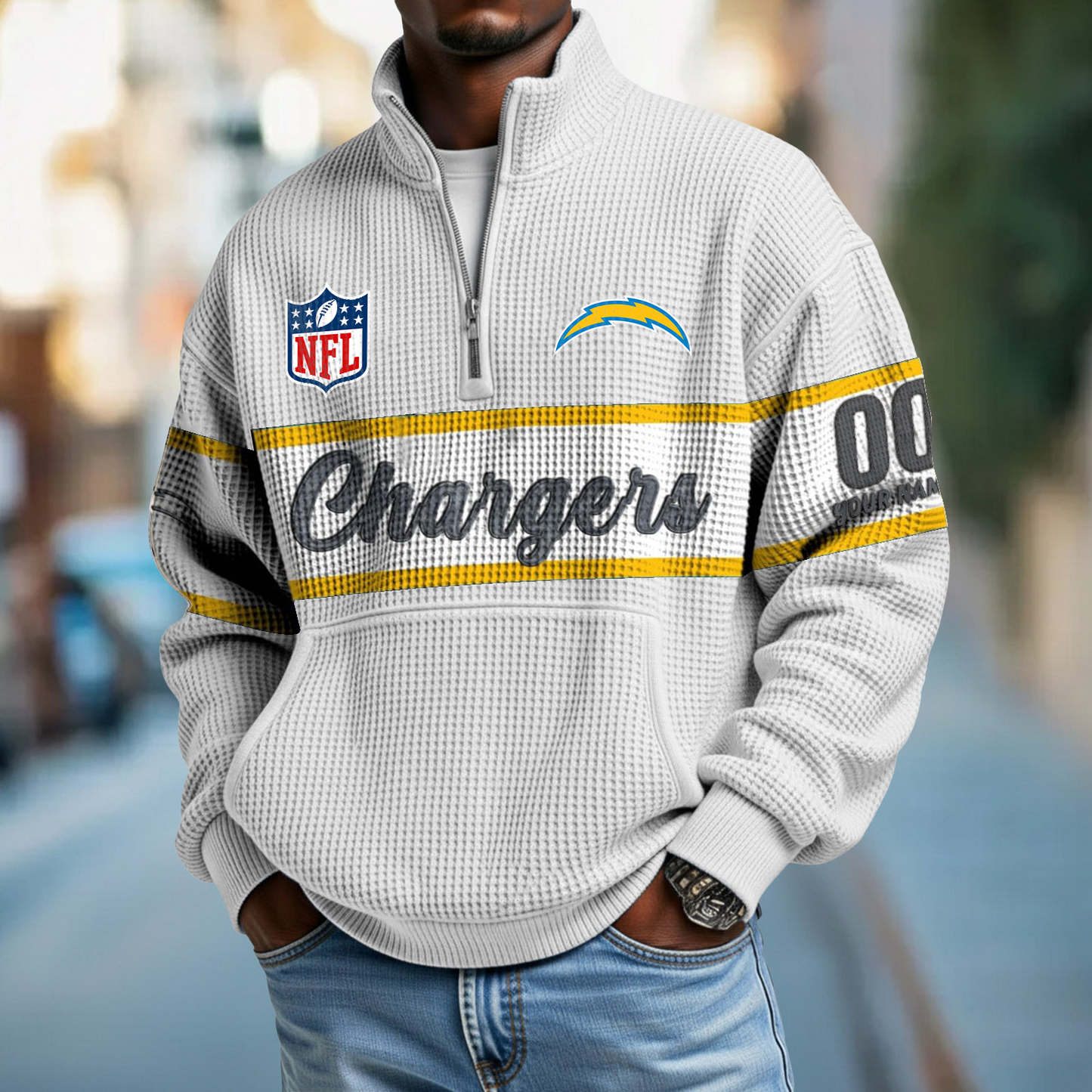 LAC x NFL Quarter-Zip Waffle Pullover DATND TANTD