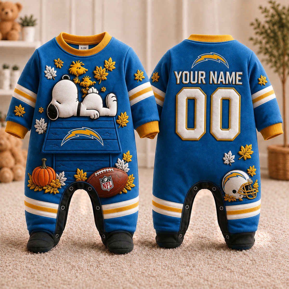 LAC_Personalized NFL Football Baby Onesie – Custom Name & Number