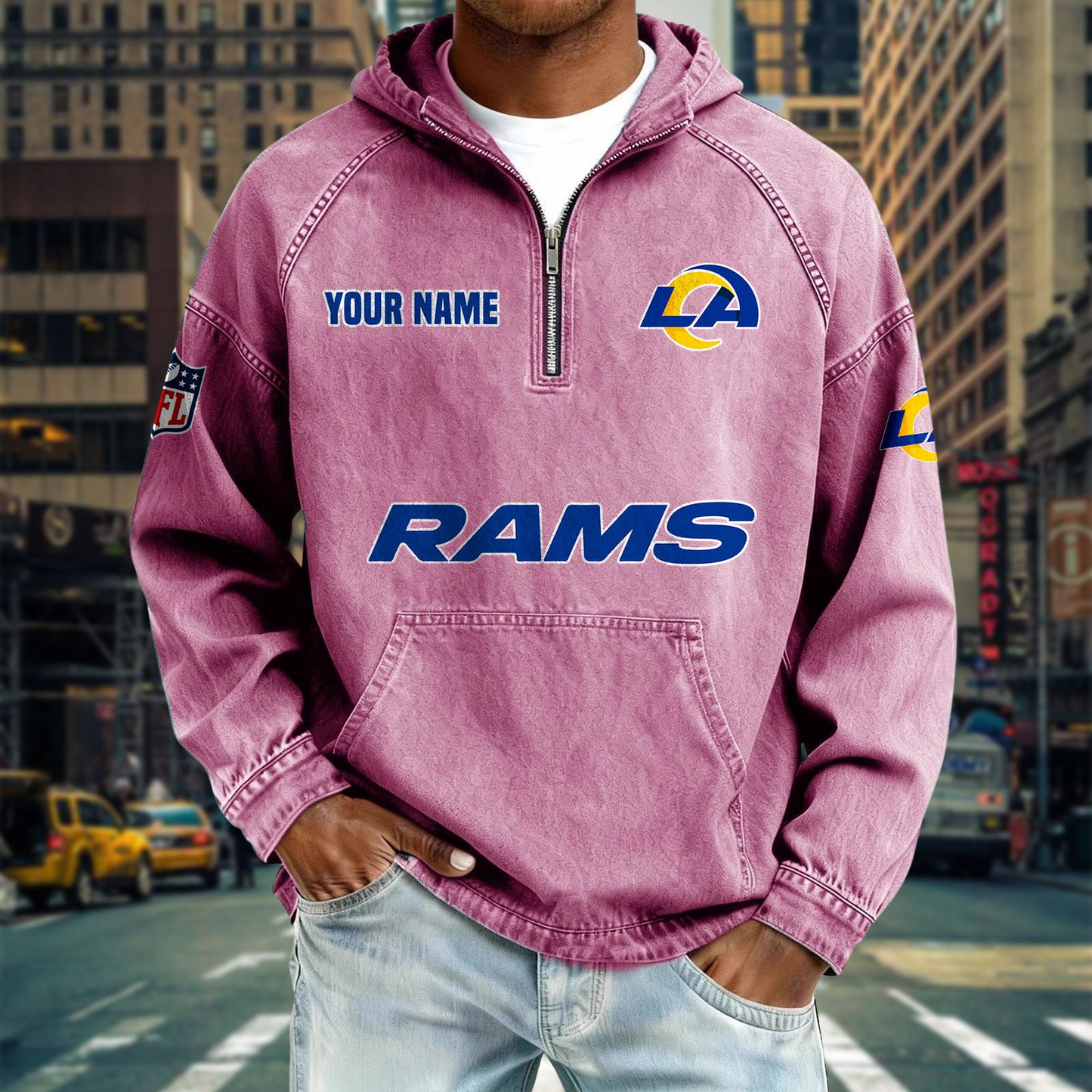 LAR x NFL Denim Long - Sleeved Hooded Sweatshirt DDT NTL