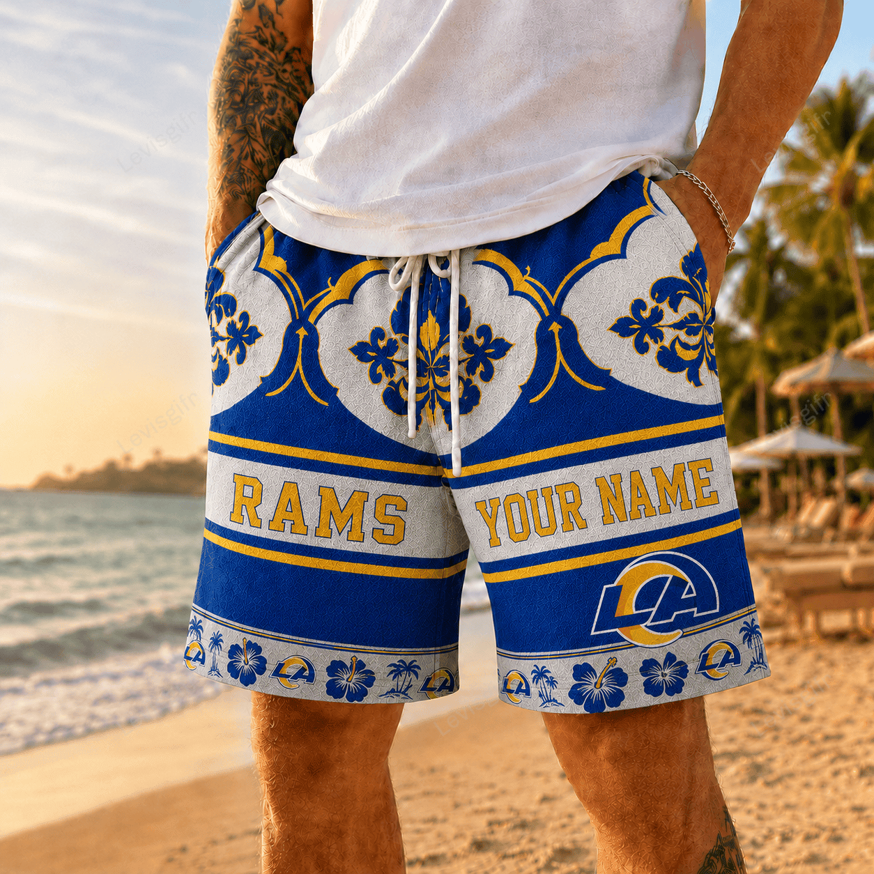 LAR x NFL Premium Beach Short Personalized Gift For Fan