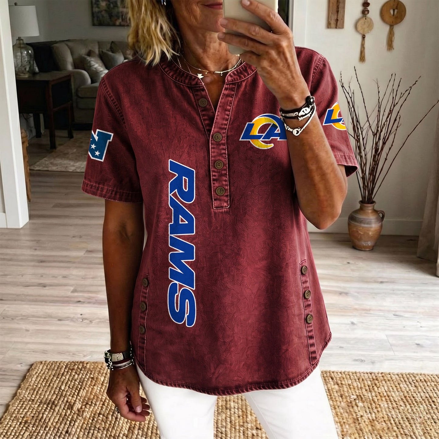 LAR x NFL Womenƒ??s Denim Casual Tops DATND LBN 190526