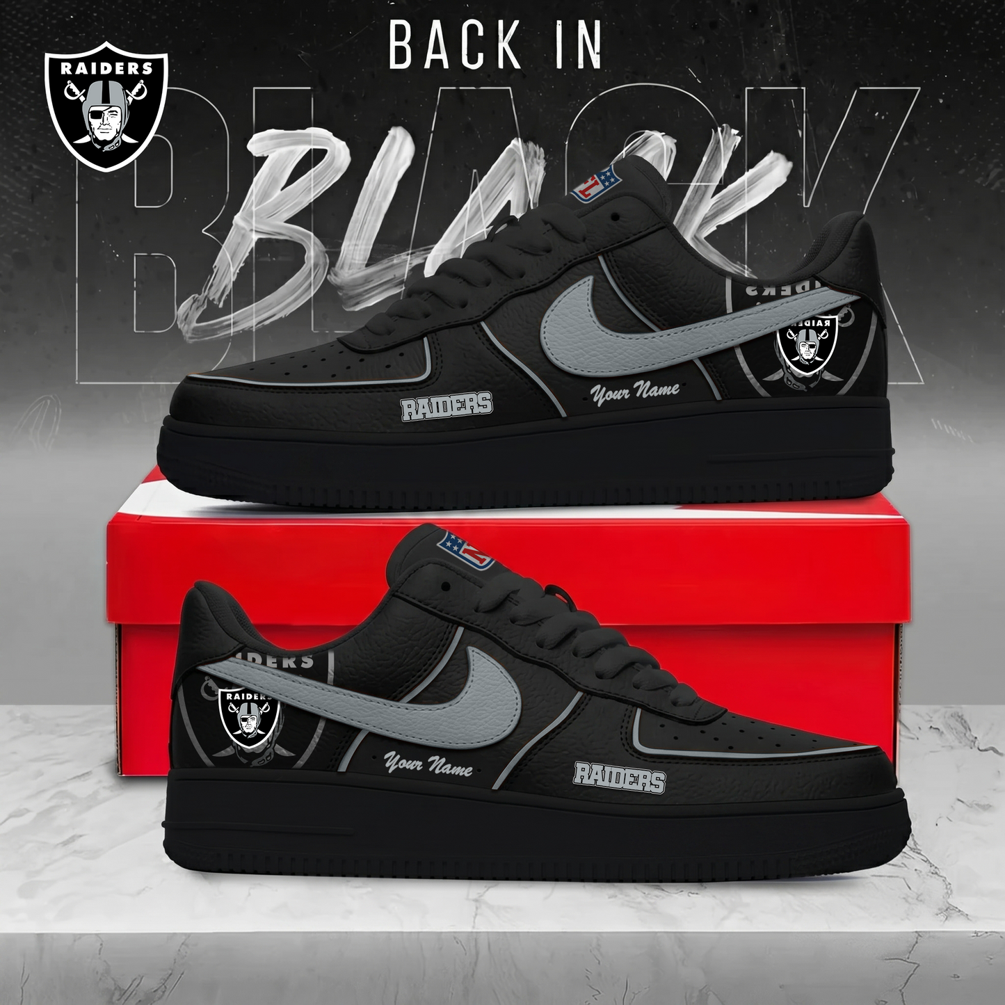 LVR x NFL Back In Black AF1 Sneakers 250626