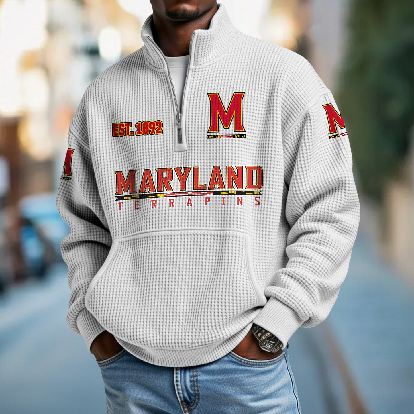 MD x College Football - Waffle Stand Collar Half Zip Sweatshirt DatND DVT