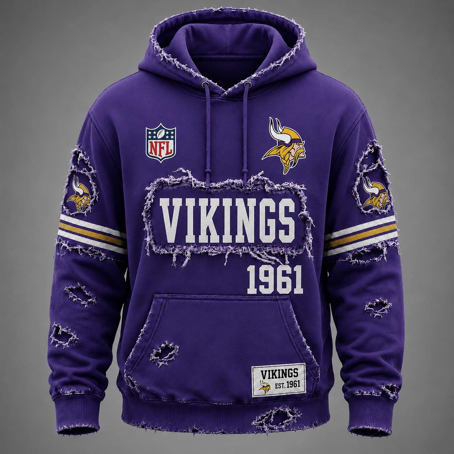 MIN x NFL Distressed Premium Hoodie 0906 DatND DVT