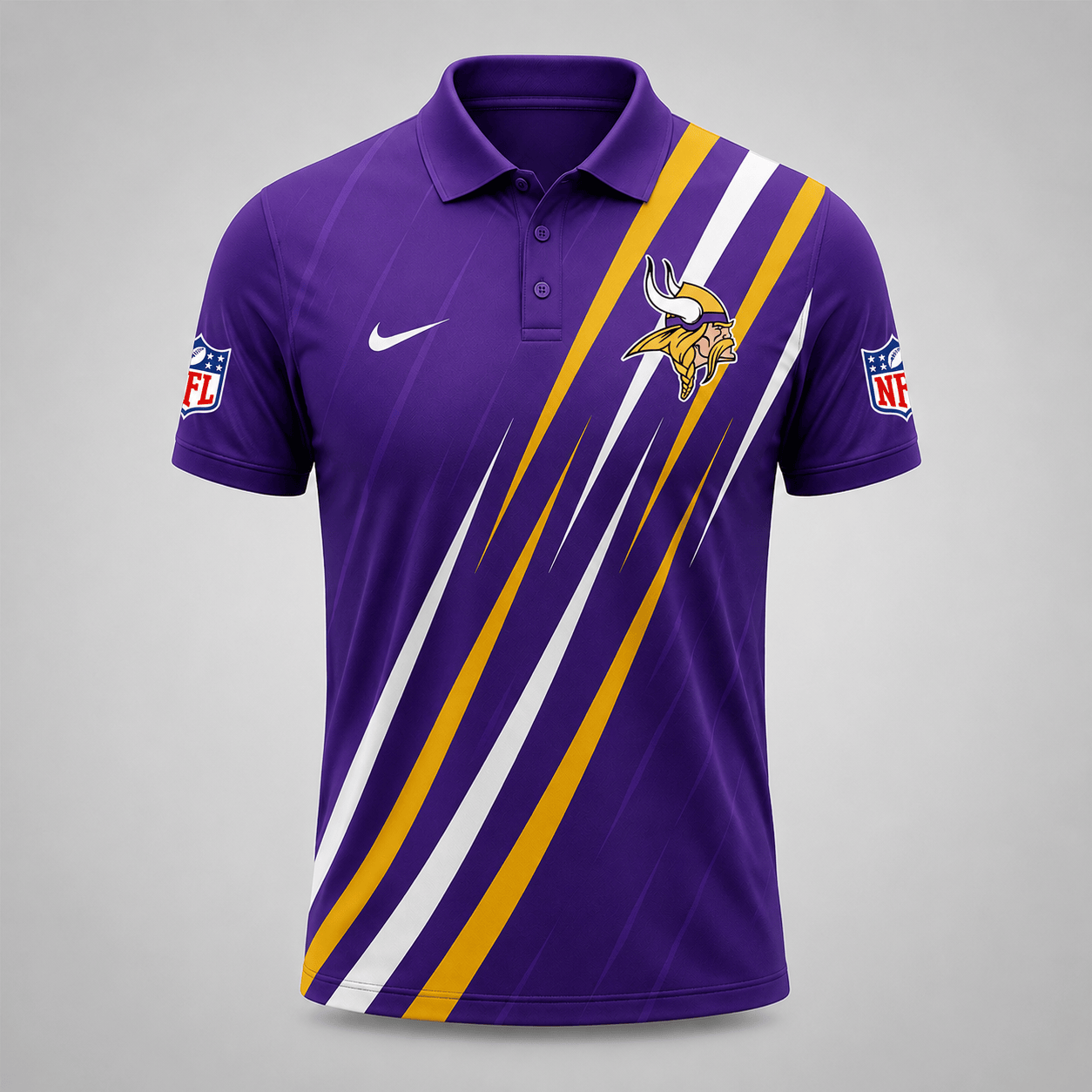 MIN x NFL Premium Athletic Stripe Polo Shirt