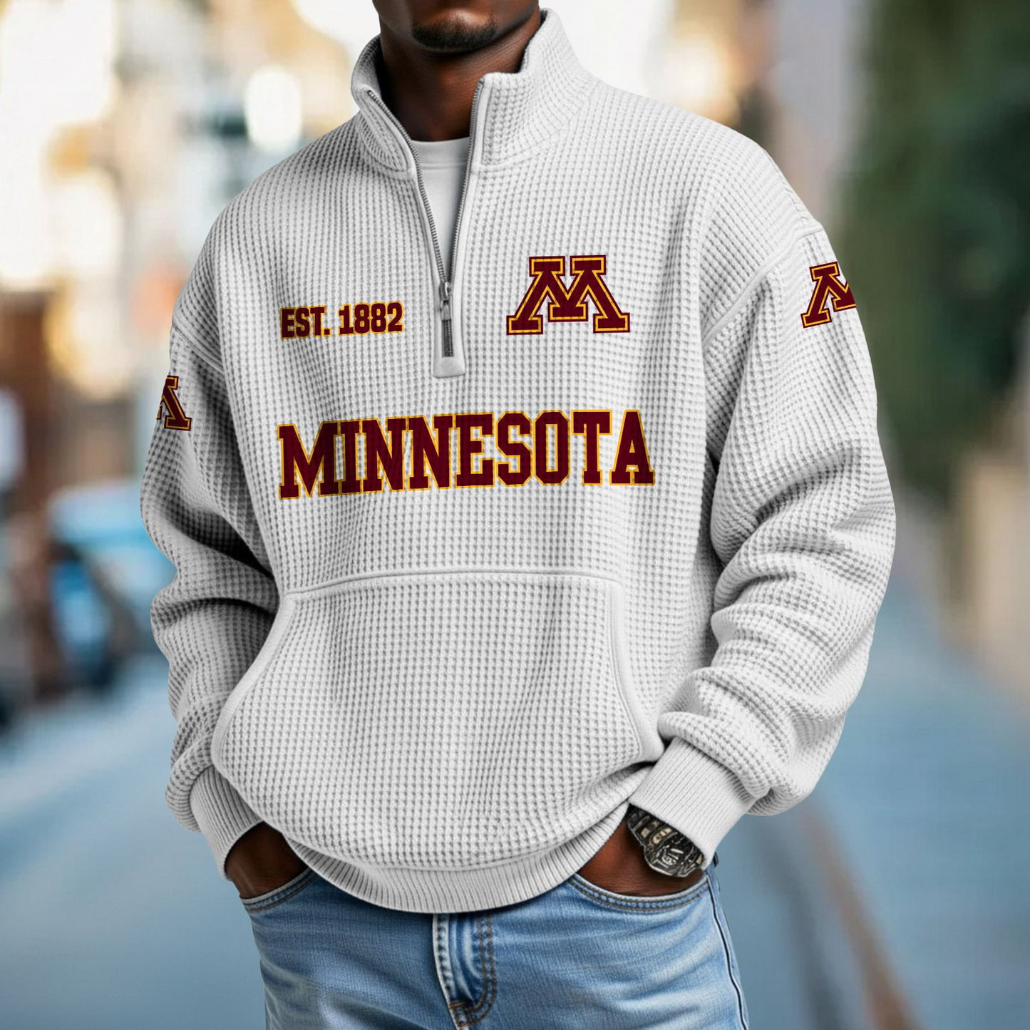 MINN x College Football - Waffle Stand Collar Half Zip Sweatshirt DatND DVT