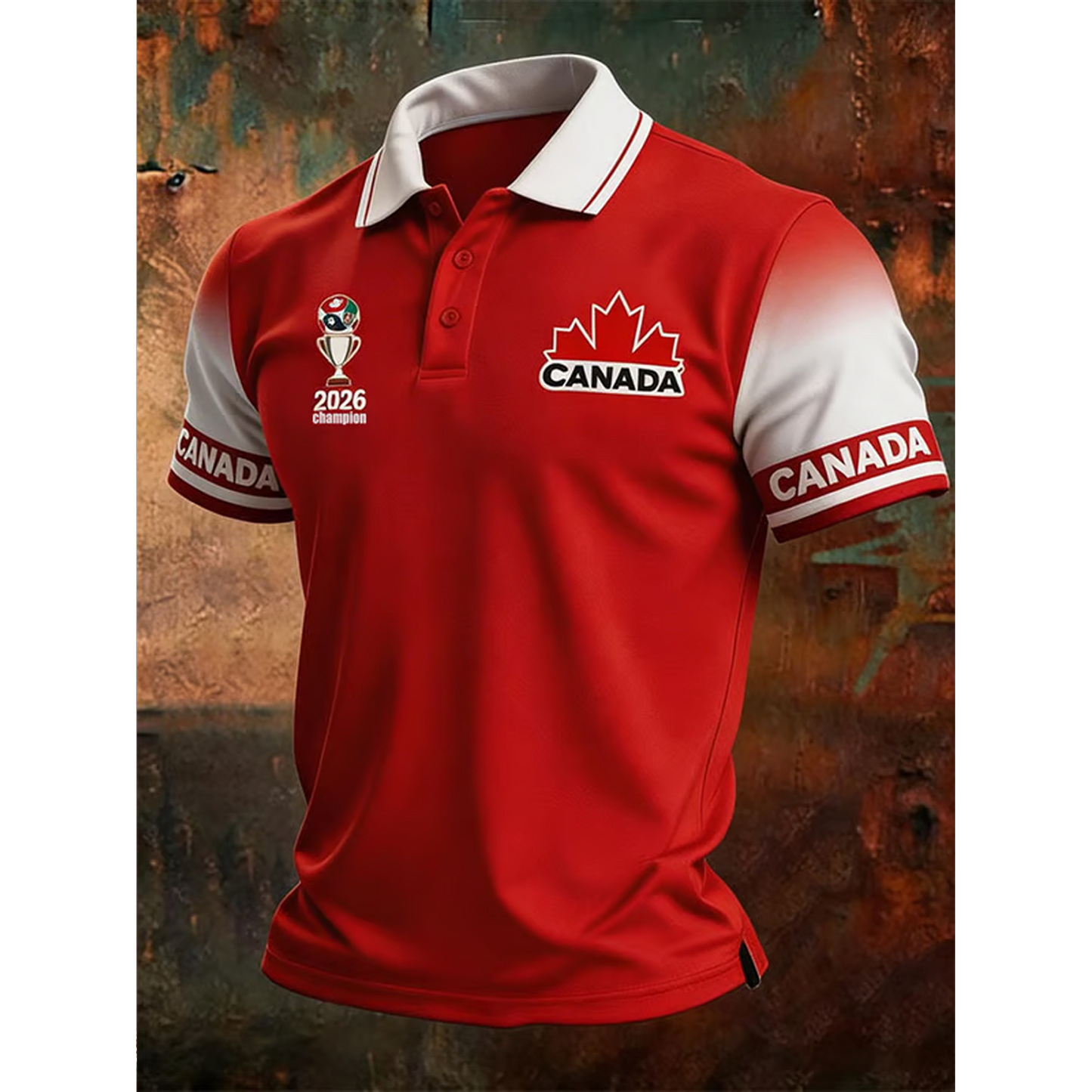 Men's Canada Soccer Print Casual Polo Shirt V8 DATND TANTD 050626
