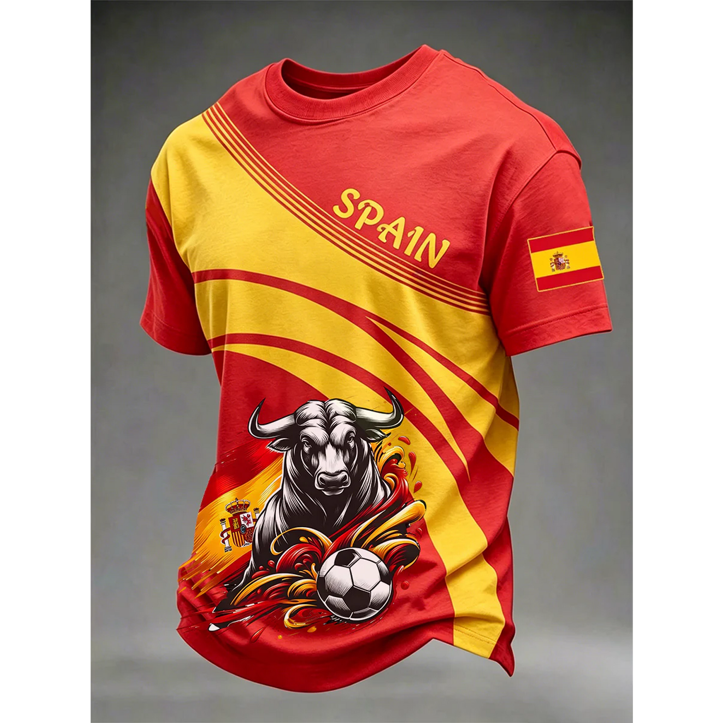 Men's Spanish Football Print Casual Shirt V1 DATND TANTD 050626