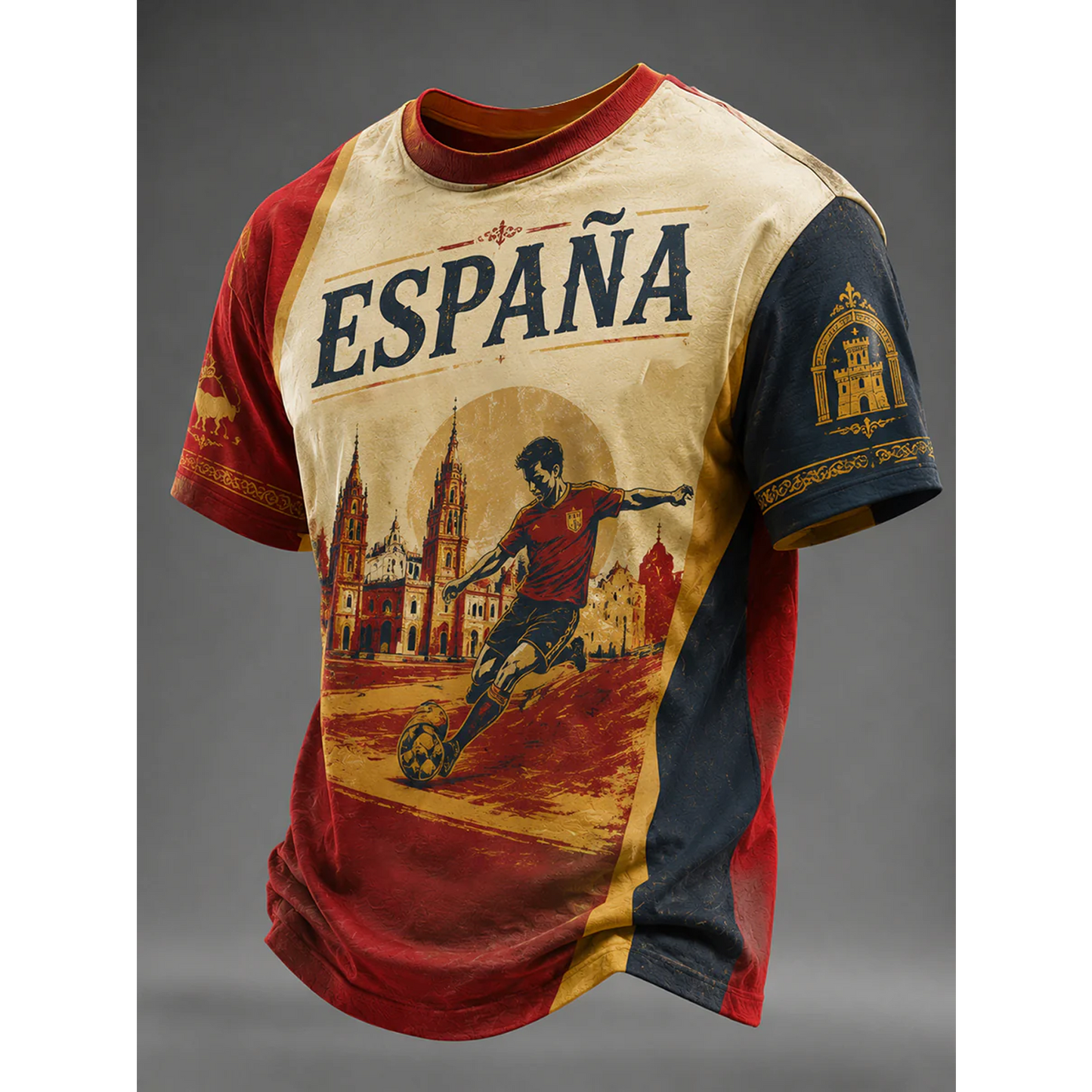 Men's Spanish Football Print Casual Shirt V12 DATND TANTD 050626