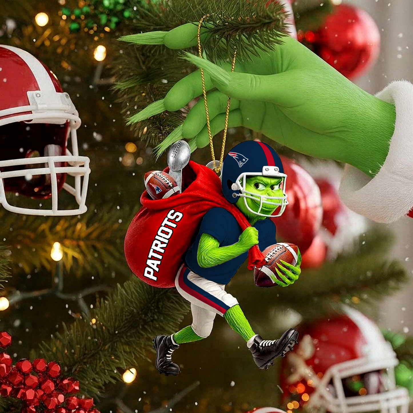 NEP x NFL Personalized Grinch Football Christmas DATND TANTD