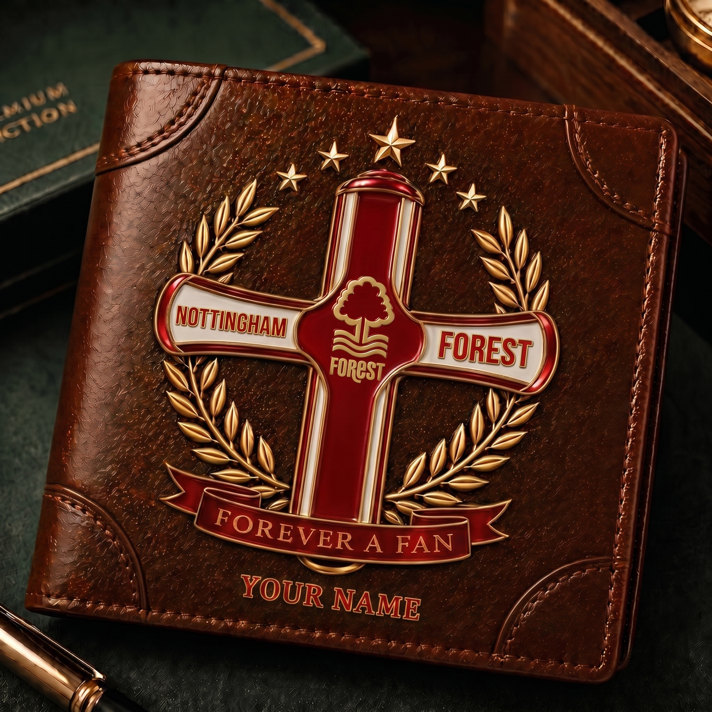 NF x EPL Cross Men Leather Wallet Custom Any Name Gifts 230626