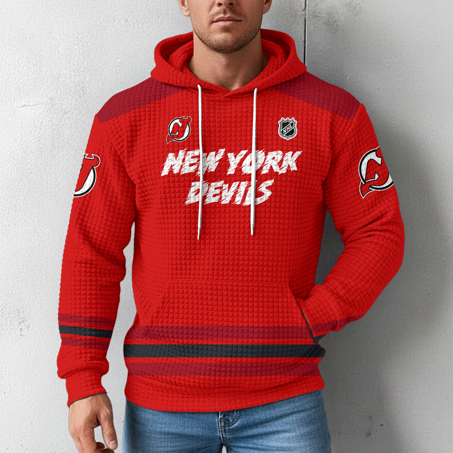 NJD Premium NHL Sorry Busy Hockey Waffle Hoodie DDT NTL