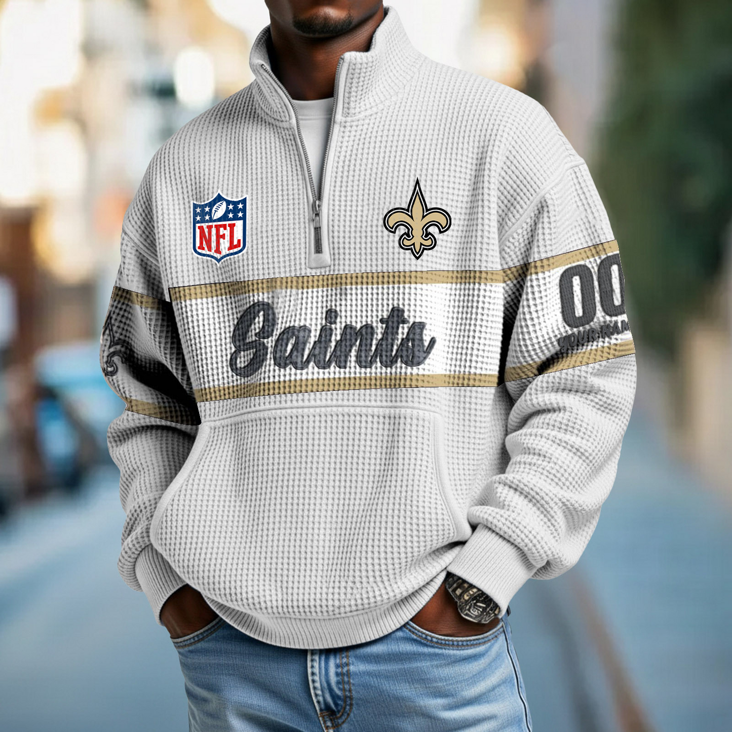 NO x NFL Quarter-Zip Waffle Pullover DATND TANTD