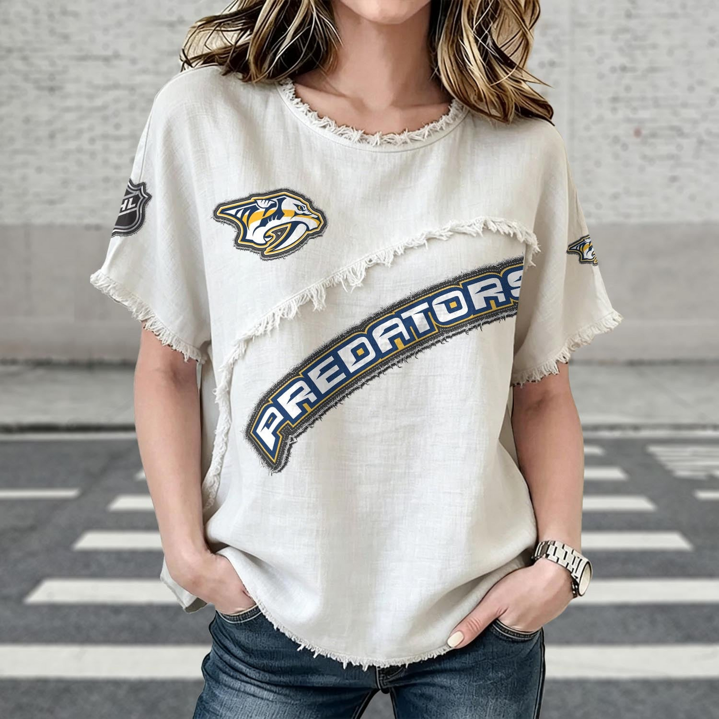 NSH x NHL Womenƒ??s Vintage O-Neck 2905 DatND DVT