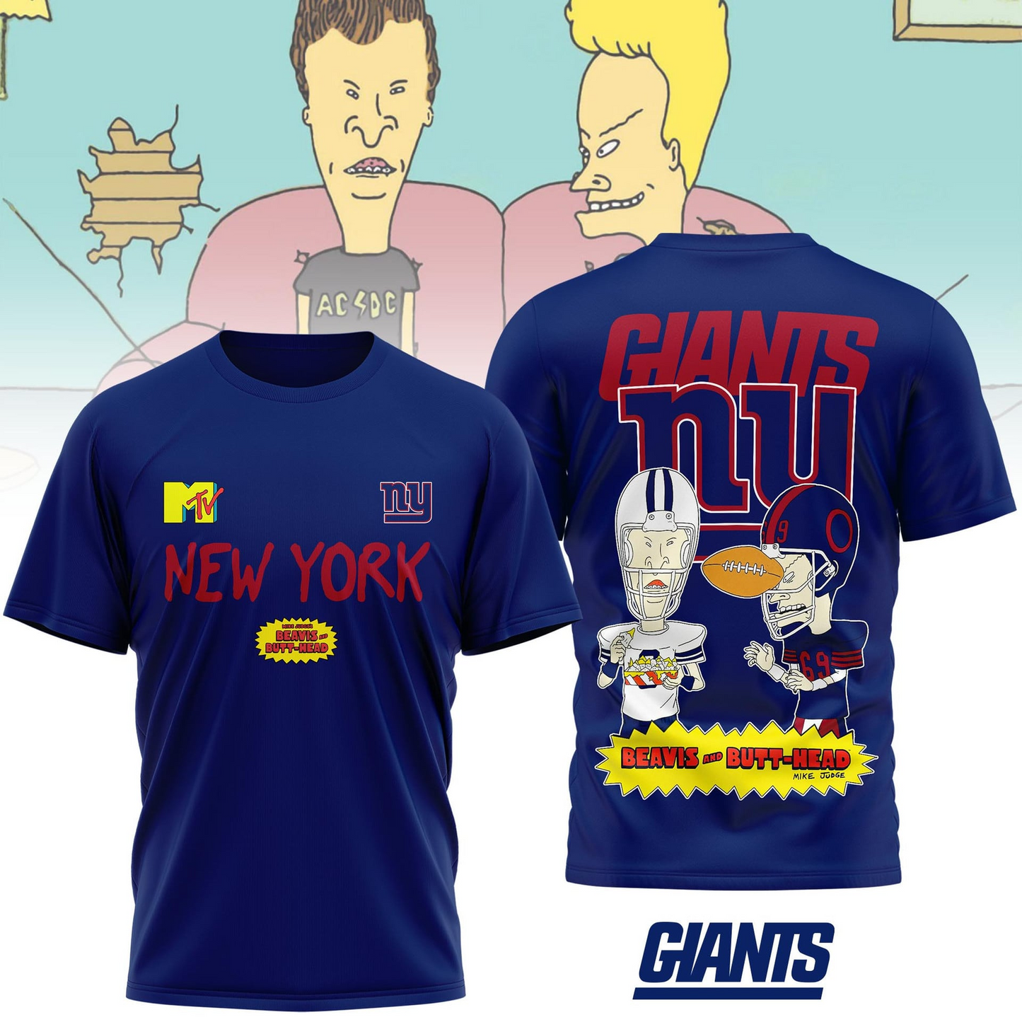 NYG Premium NFL Funny Beavis and Butt-Head Shirt DDT NTL