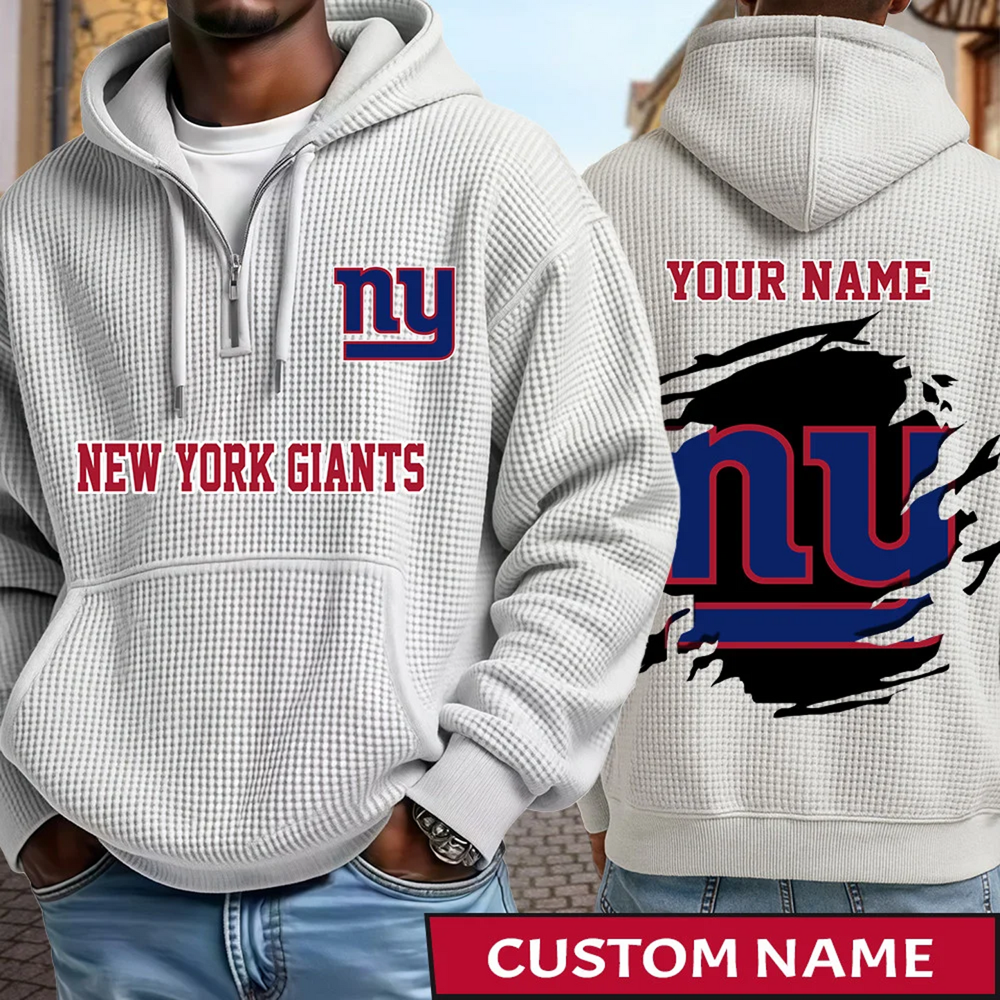 NYG x NFL Waffle Half Zip Hoodie DATND TANTD