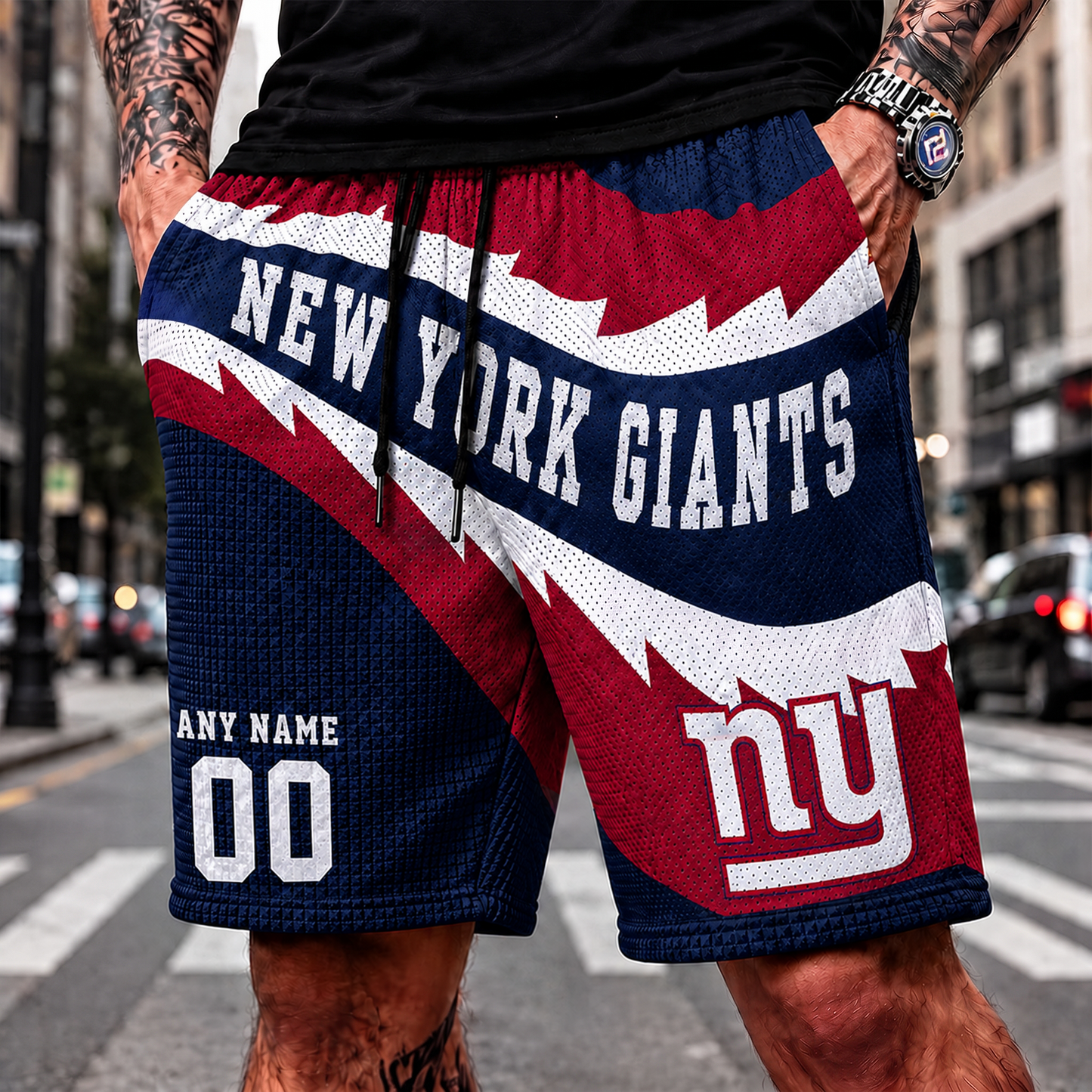 NYG_NFL SHORT PANTS CUSTOM NAME & NUMBER FOR FAN