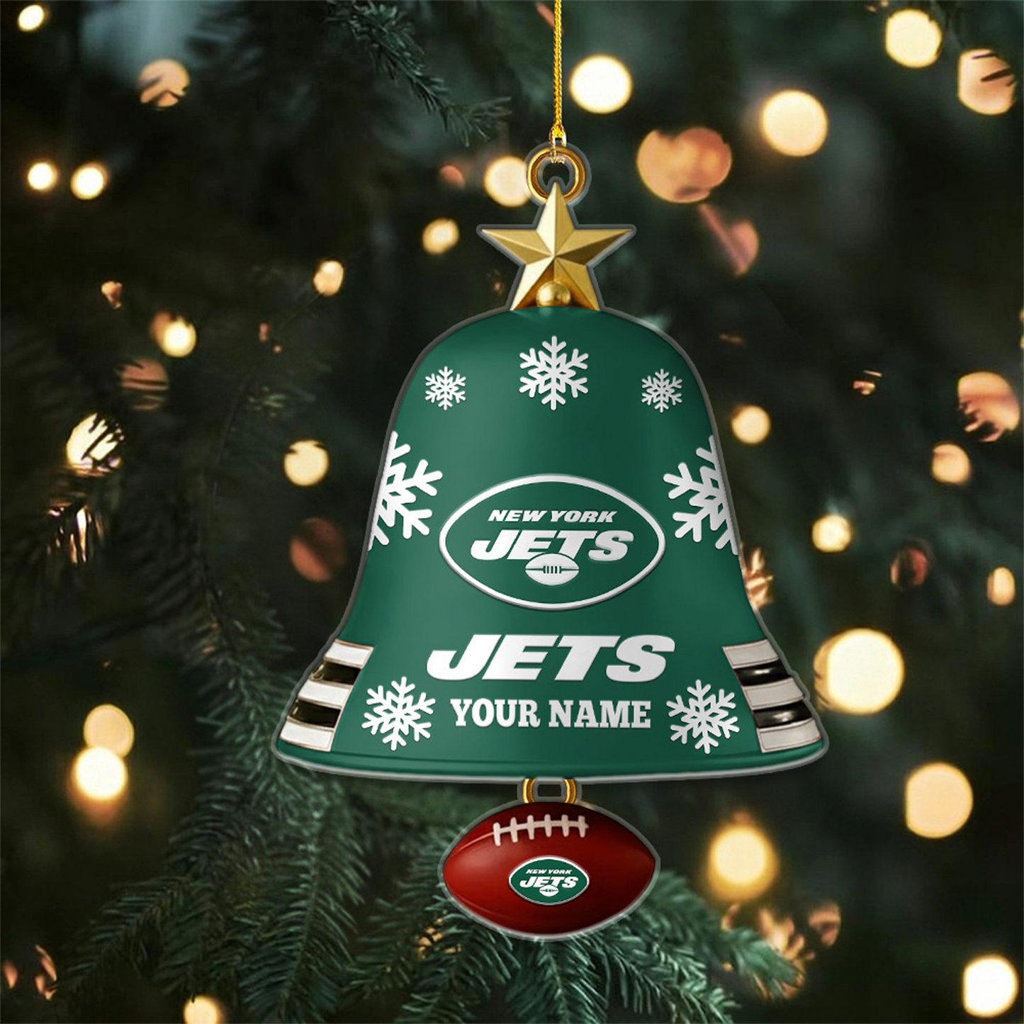 NYJ x NFL Christmas Bell Ornament Custom Any Name DatND DVT