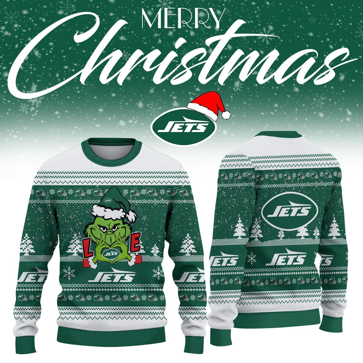 NYJ x NFL Love Football Ugly Christmas Sweater DDT NTL