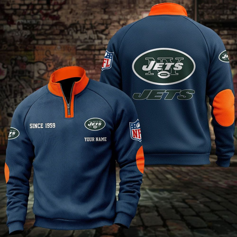 NYJ x NFL Sweatshirts Quarter Collared Sweatshirt Pullover DatND DVT