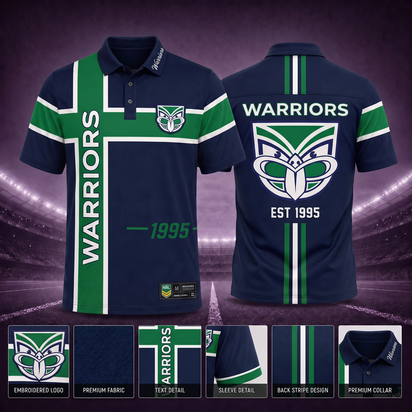 NZW X Premium NRL Men’s Sporty Cross Stripe Polo Shirt