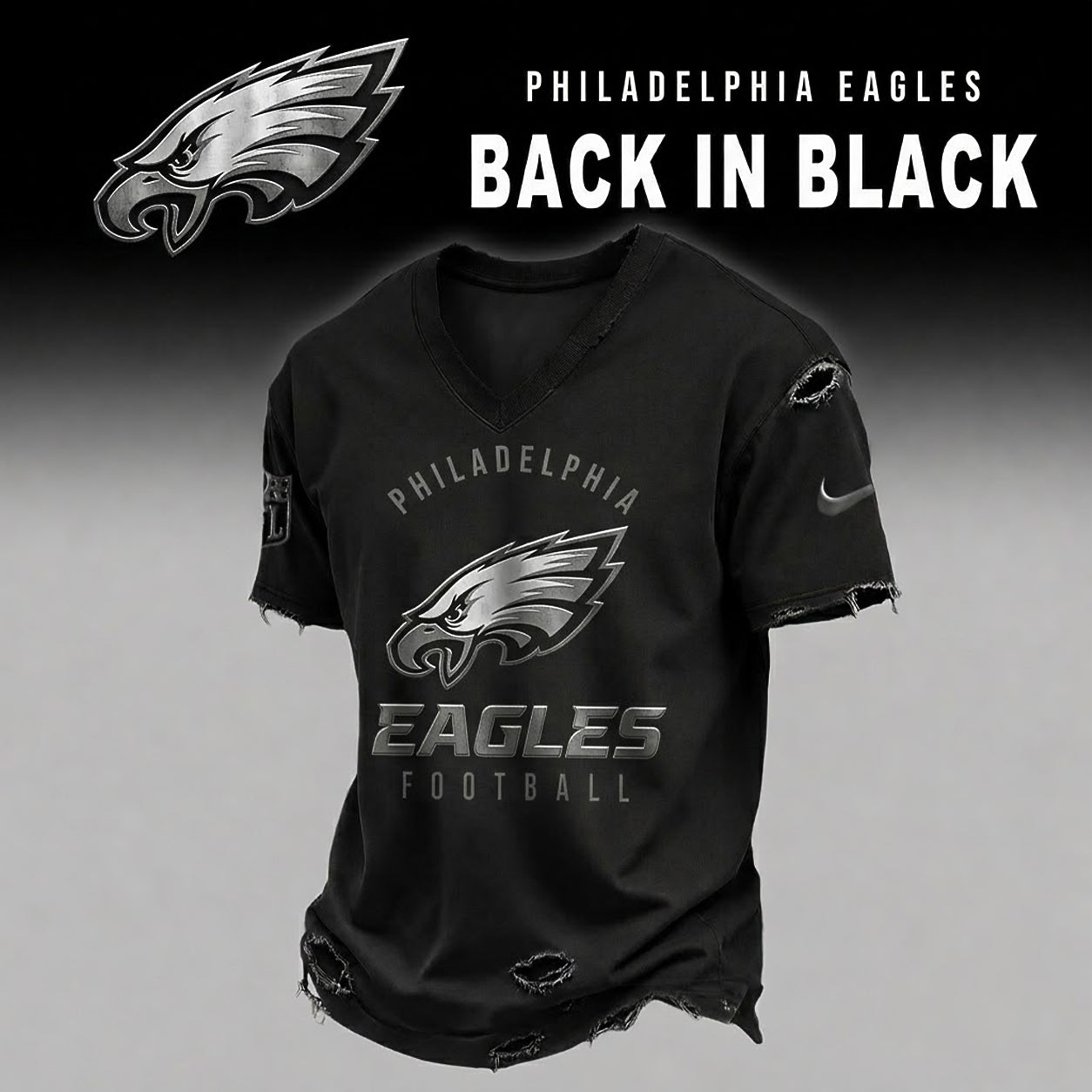 PE x NFL Back In Black V-neck Shirt 290626