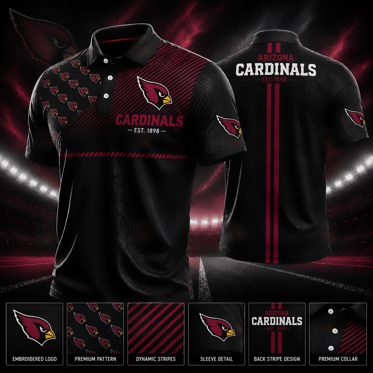 PREMIUM NFL X ARI GAMEDAY LUXURY POLO SHIRT 190626