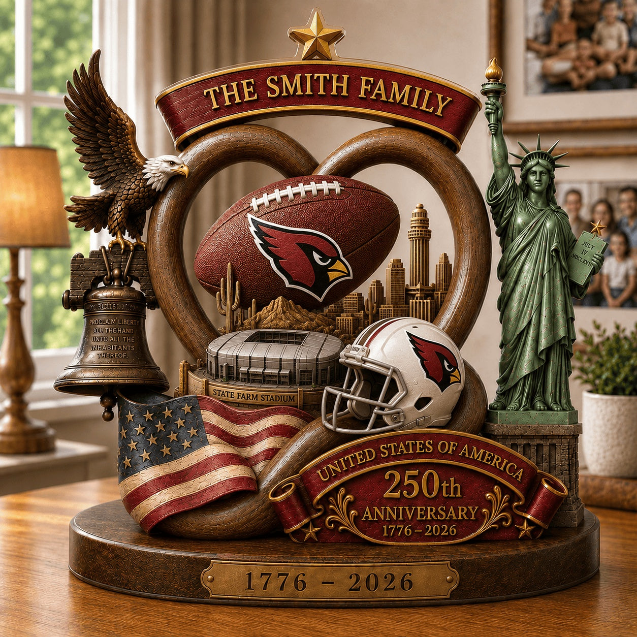 PREMIUM NFL X ARI Team Mix 250th Anniversary Acrylic Block Plaque Custom Name 120626
