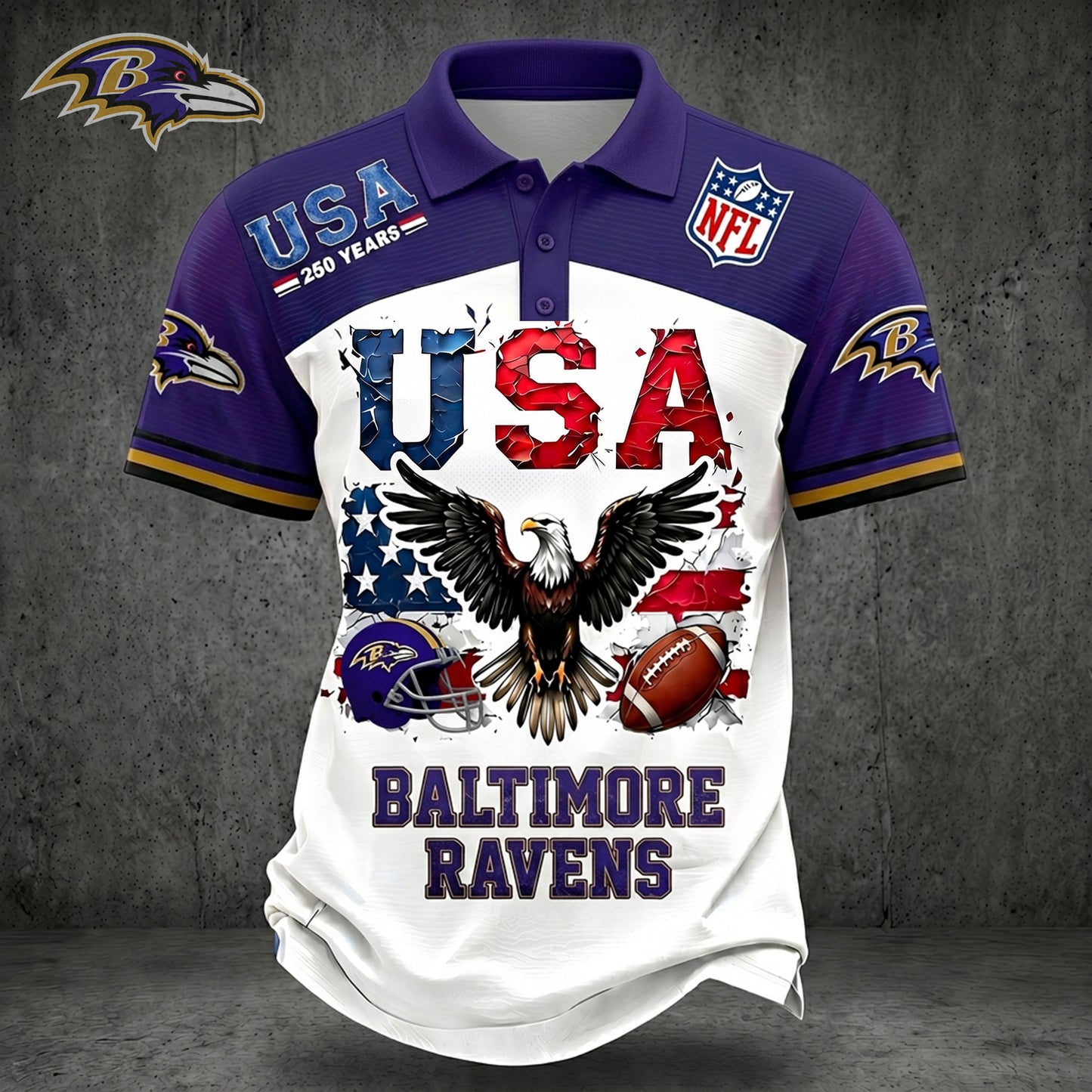 PREMIUM NFL X BAL 250TH Anniversary LUXURY POLO Shirt Shirt 170626