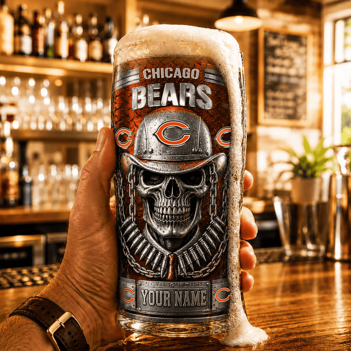 PREMIUM NFL X CB Beer Glass Custom Name Gifts For Fan NDT VHM 020626
