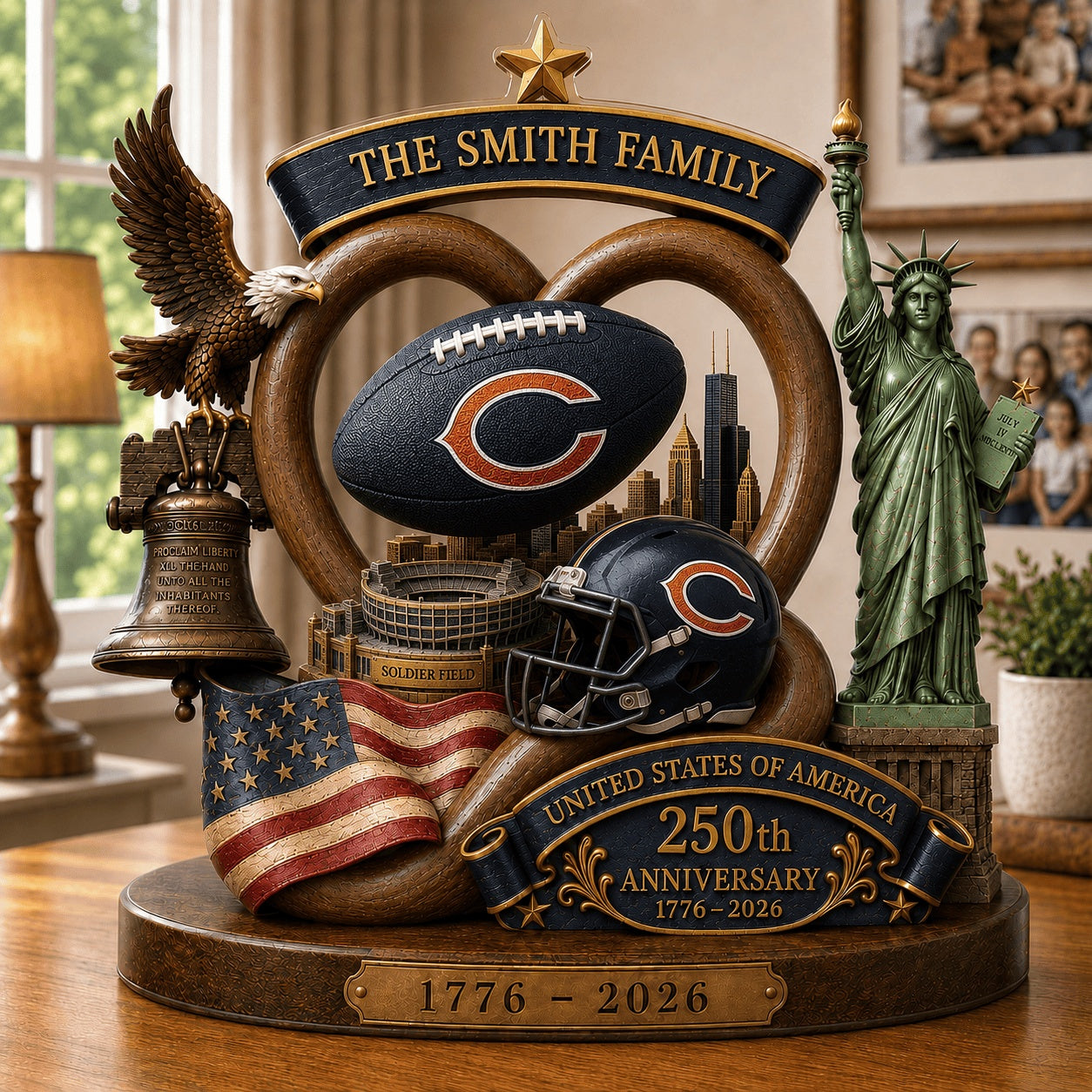 PREMIUM NFL X CHI Team Mix 250th Anniversary Acrylic Block Plaque Custom Name 120626