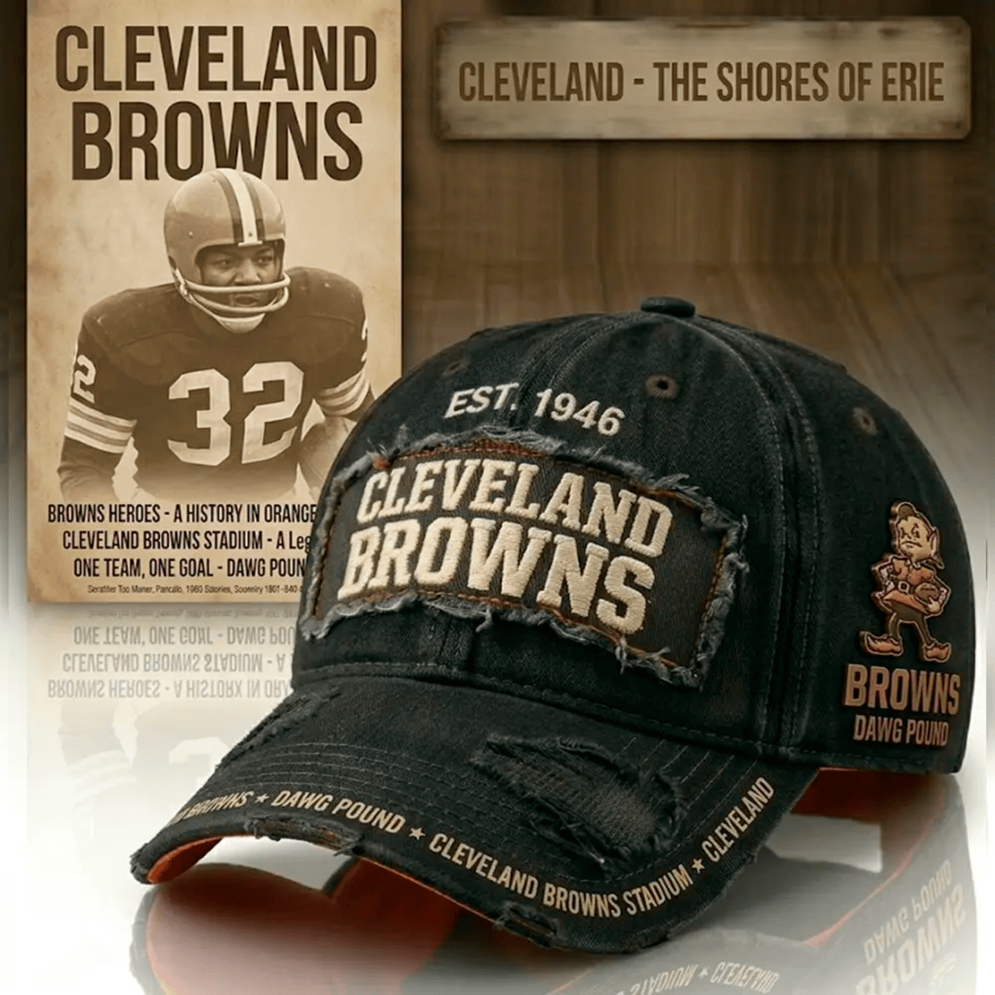 PREMIUM NFL X CLE Denim Washed Custom Name HAT NDT NHM 050526