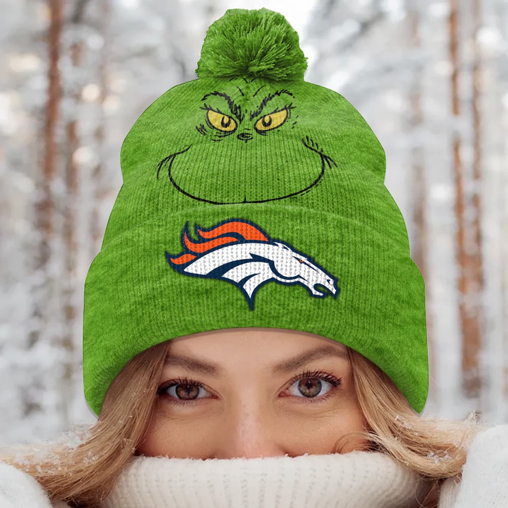 PREMIUM NFL X DEN Green Grinch Beanie Hat Christmas Gifts NDT NHM