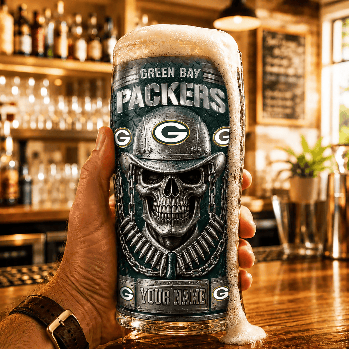 PREMIUM NFL X GPB Beer Glass Custom Name Gifts For Fan NDT VHM 020626