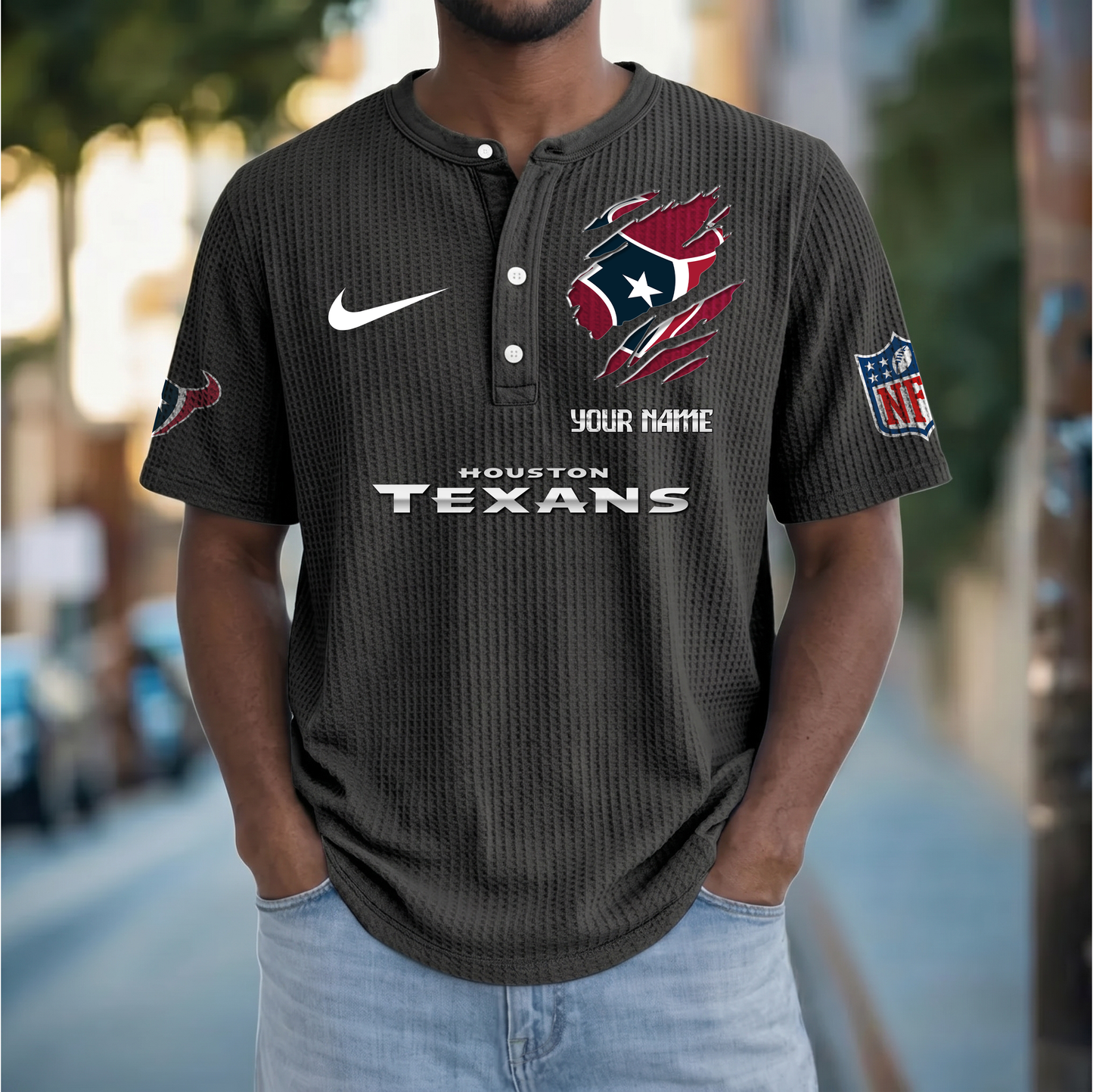 PREMIUM NFL X HT Crew neck button Henry Shirt Limited Editions NDT VHM 230426